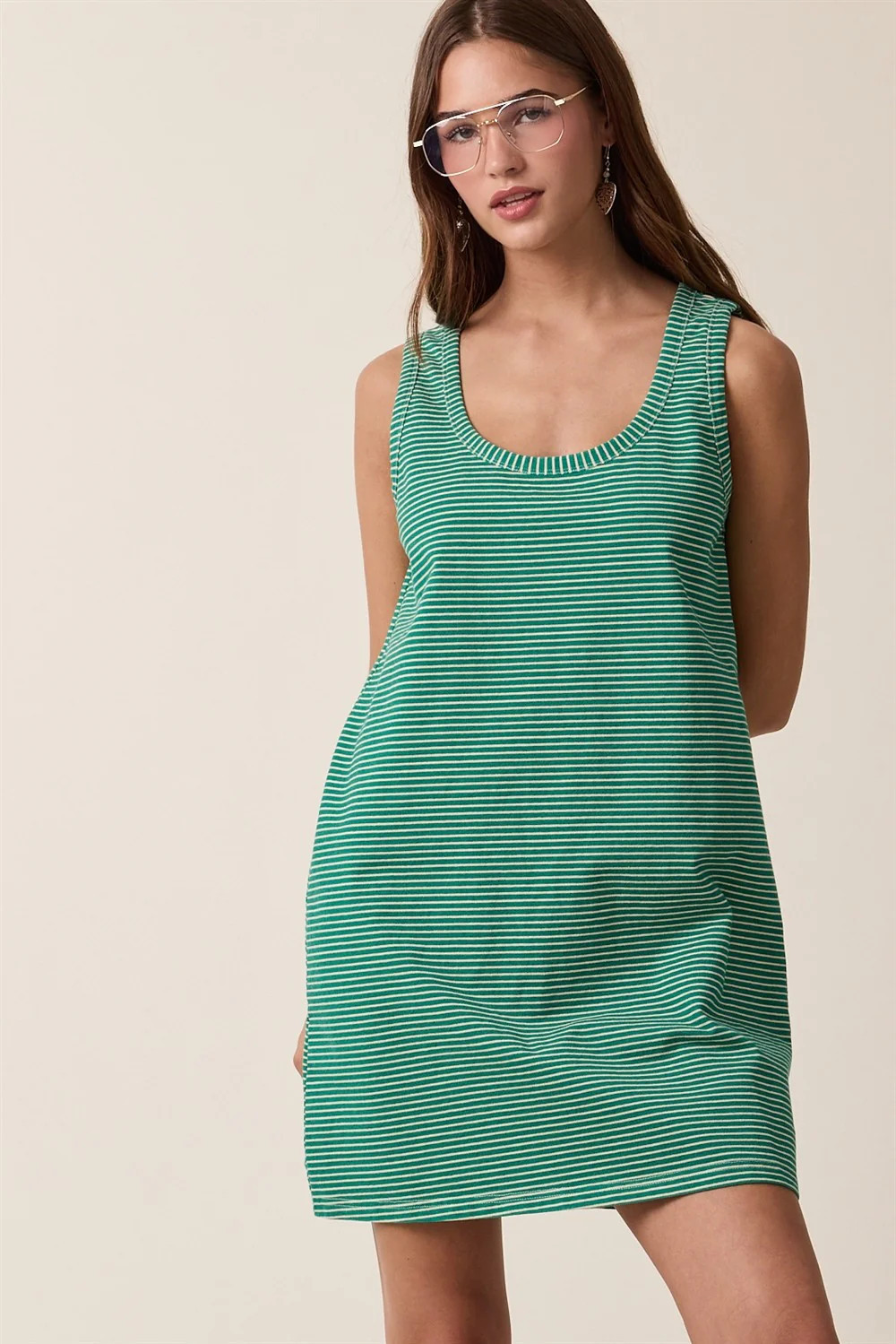 Green Striped Mini Tank Dress | PinkBlush Maternity