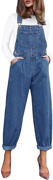 Vetinee Womens Classic Adjustable Straps Pockets Denim Bib Overalls Jeans Pants | Amazon (US)
