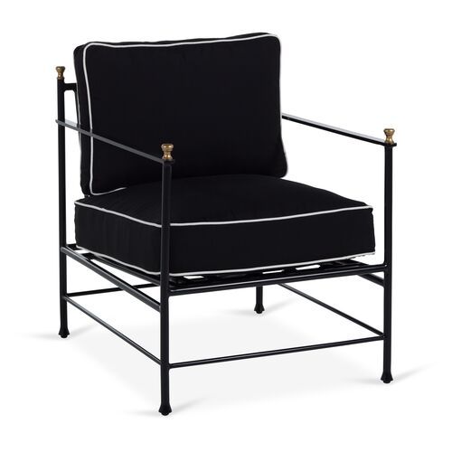 Frances Lounge Chair, Black/White Welt | One Kings Lane