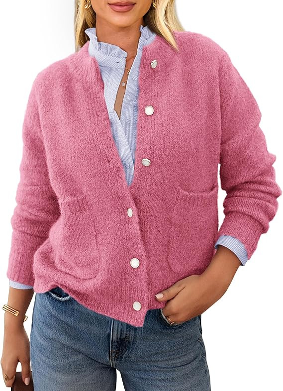 PRETTYGARDEN Women's Knit Cardigan Sweaters Casual Long Sleeve Open Front Button Up Ribbed Fall S... | Amazon (US)