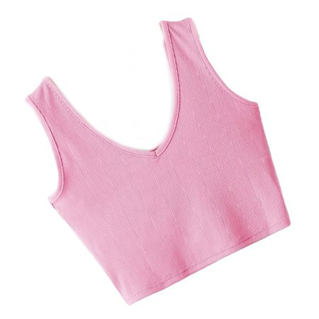 Women s Ribbed Solid Tank Top Pink S | Walmart (US)