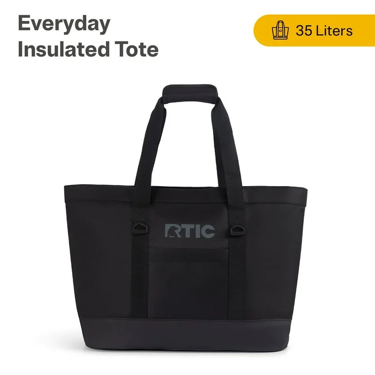RTIC Everyday Insulated Tote Bag, 35 Ltr Cooler Bag, Leak-Free Interior, Fits 58 Cans, Black | Walmart (US)