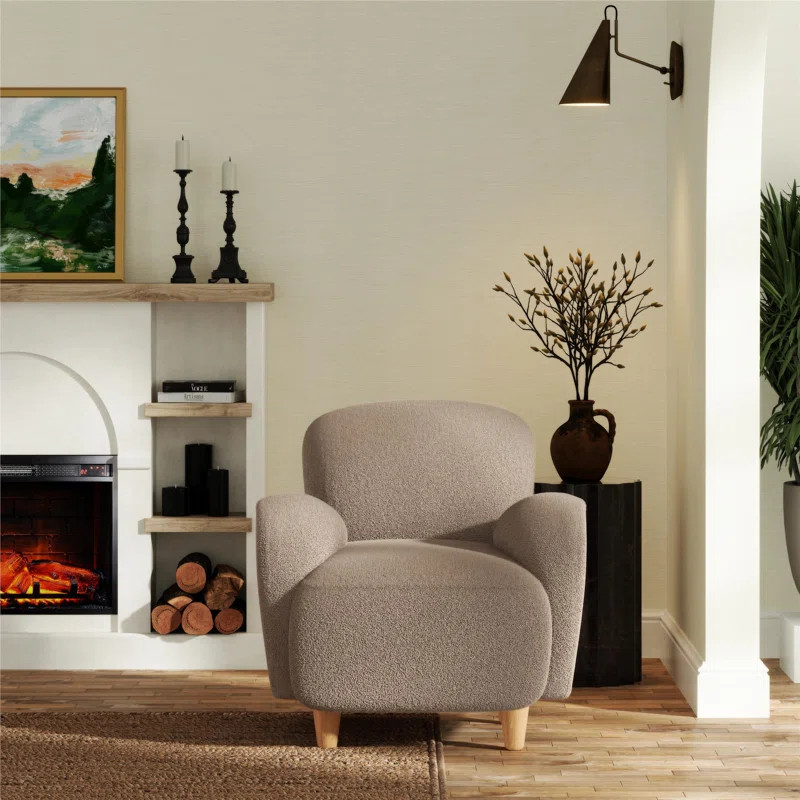 Mr. Kate Primrose Upholstered Accent Chair, Brown Boucle | Wayfair | Wayfair North America