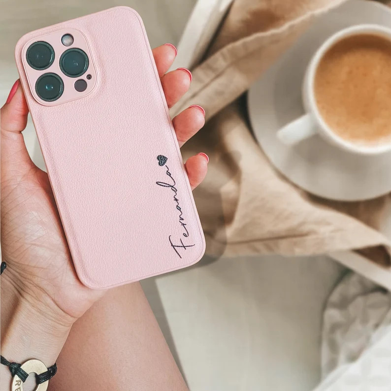 Custom Leather phone case for iPhone 13 14 12 Pro Plus | Personalized Initial Letters Monogram Ve... | Etsy (US)