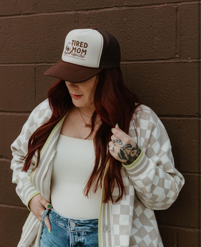 Tired Mom Coffee Club Trendy Trucker Hat | Mocha | Slater Vintage