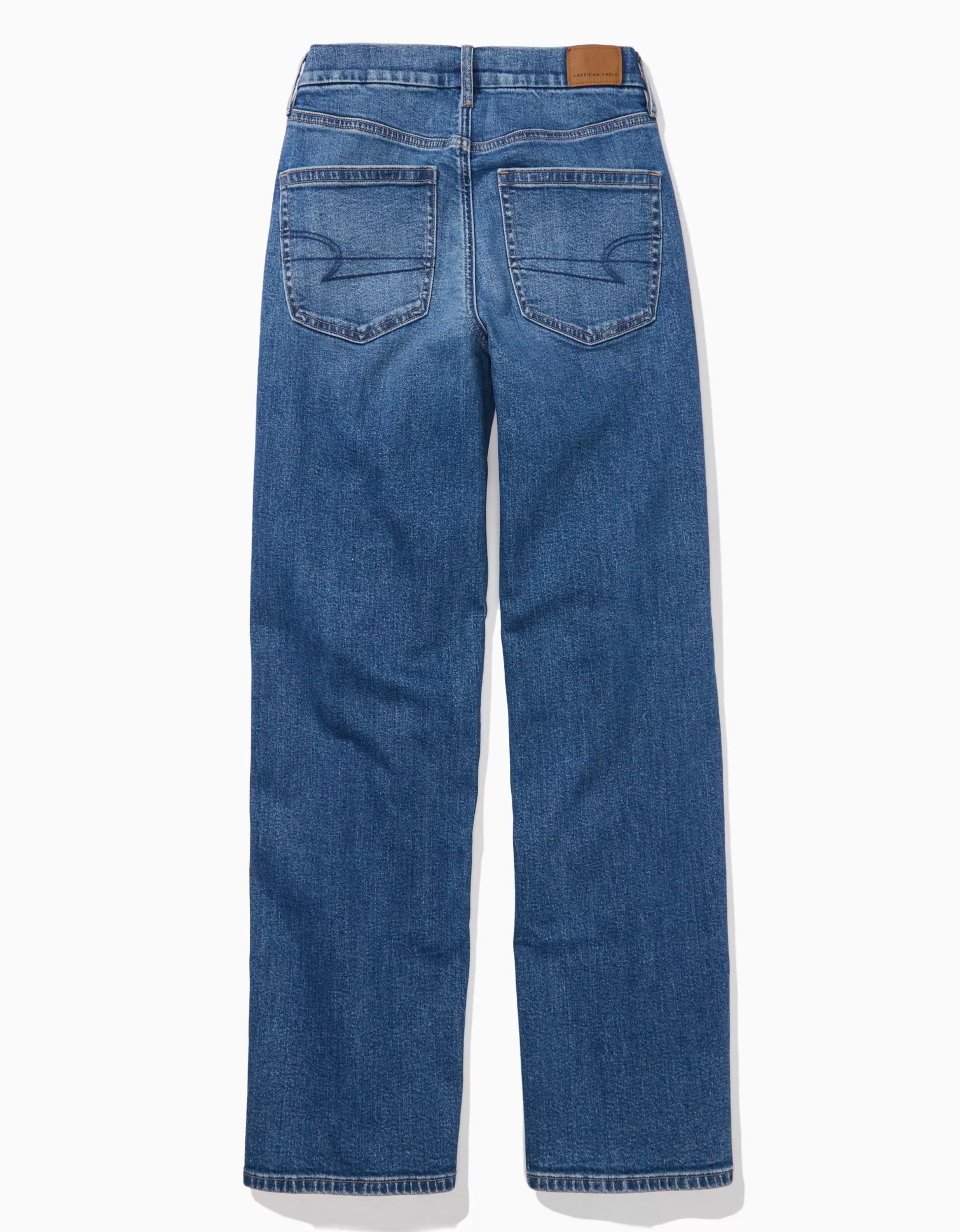 AE Stretch Curvy Super High-Waisted Baggy Straight Jean | American Eagle Outfitters (US & CA)