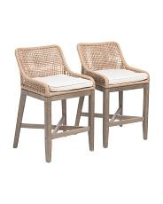Set Of 2 22x37.5 Grid Weave Rope Counter Stools | TJ Maxx