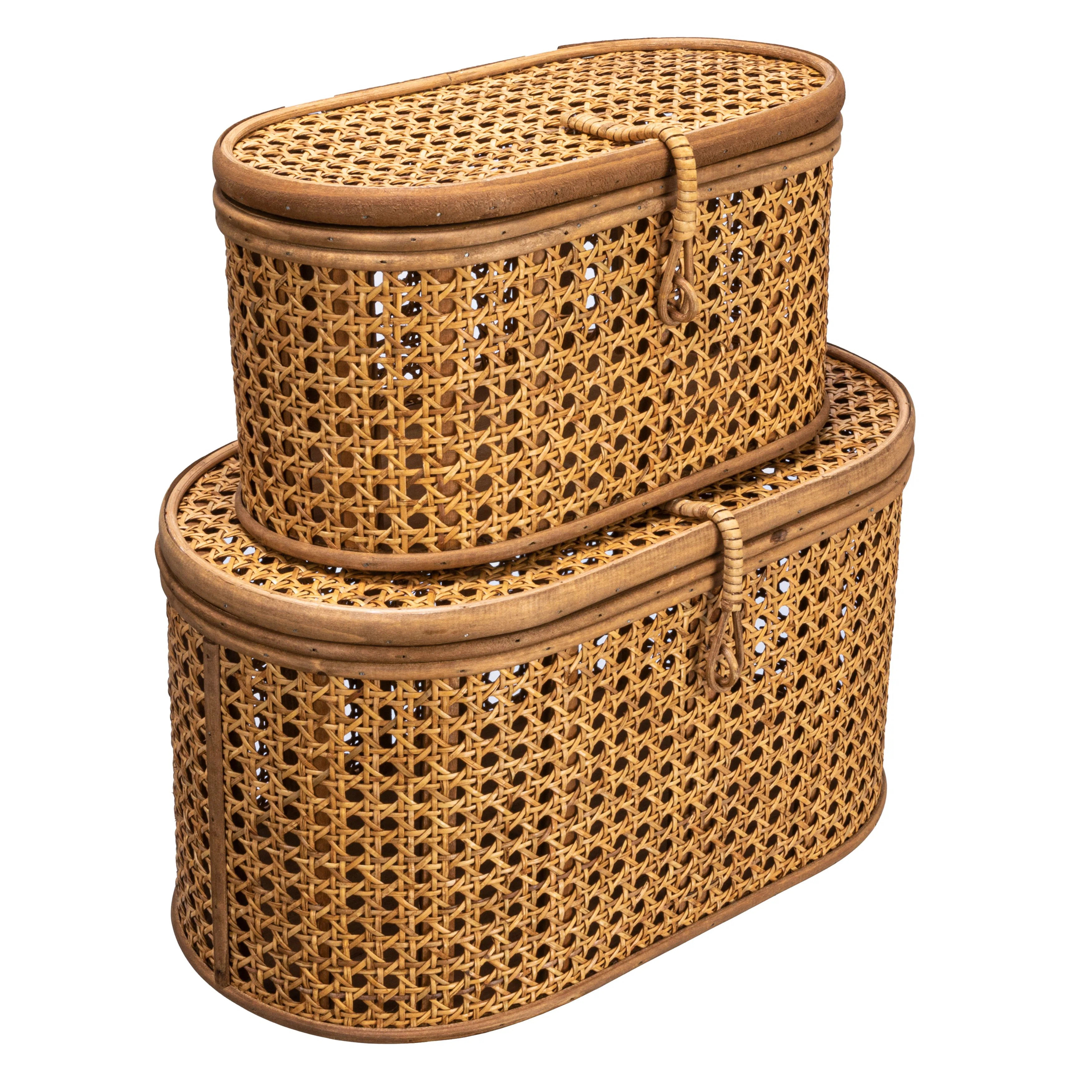 Modern Decorative Oval Woven Rattan Storage Boxes | Wayfair North America