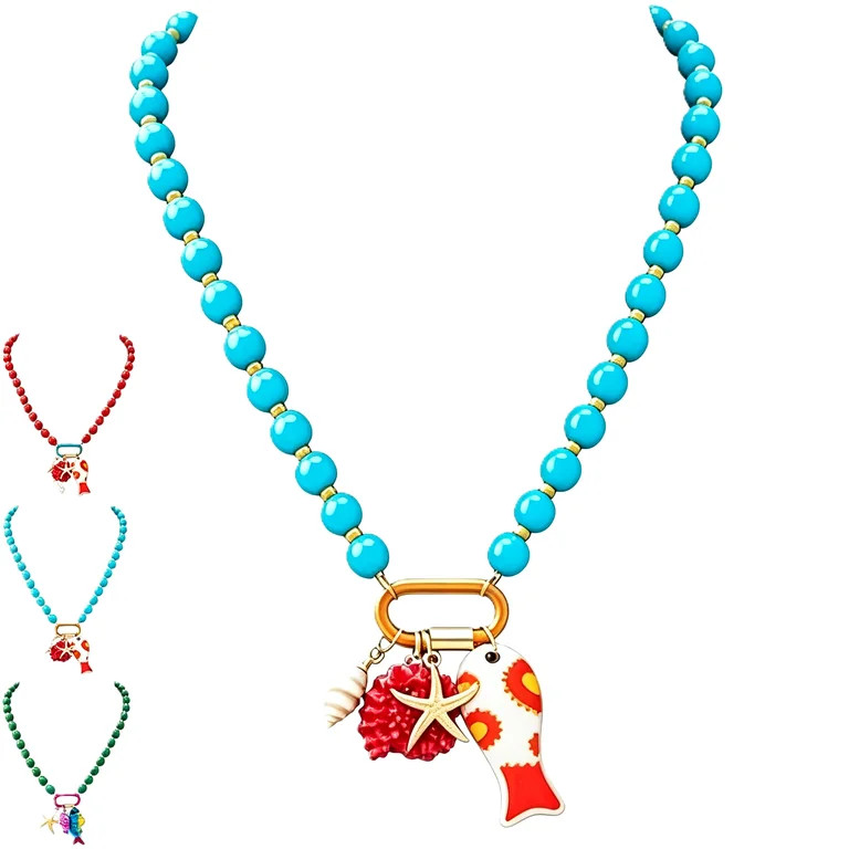 Summer Layered Beaded Dopamine Necklace Resin Charms, Fish Necklaces for Women Bulk Multiple Colo... | Walmart (US)
