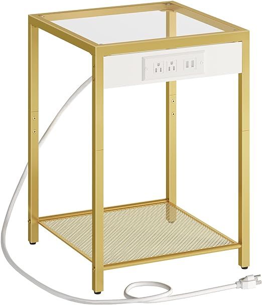 HOOBRO Side Table with Charging Station, End Table with USB Ports and Outlets, Nightstand for Tig... | Amazon (US)
