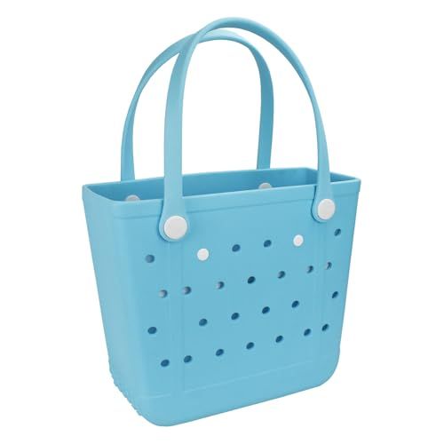 Medium Rubber Waterproof Beach Tote Bag, Beach Storage Basket Open Hole Tote Bag | Amazon (US)