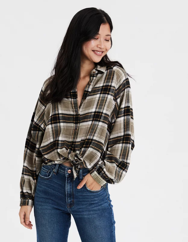 AE Plaid Button Up Shirt | American Eagle Outfitters (US & CA)