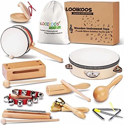 LOOIKOOS Toddler Musical Instruments Natural Wooden Percussion Instruments Toy for Kids Preschool Ed | Amazon (US)
