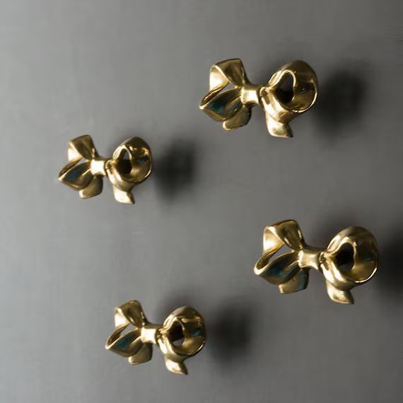 Bow Knobs brass drawer pulls wardrobe Knob Cabinet Knobs Modern girl room  Drawer Knob | Etsy (US)
