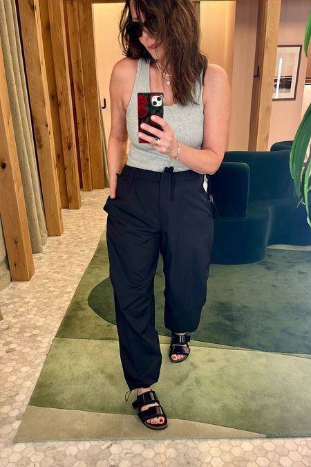 
Aritzia try on! I went home with these on a size 6 cuz I needed another black pant 😜 these are almost cargos without the big pockets. Draw string at bottom hem. They’re very light weight almost like a wind breaker fabric. Perfect for my Scottsdale trip. Little over $100 a great deal!

#LTKtravel #LTKshoecrush #LTKSpringSale