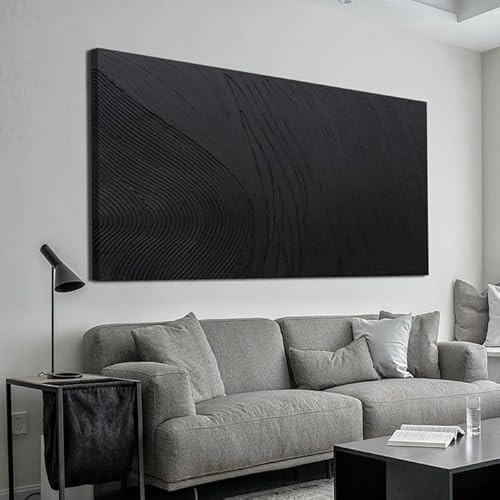Black Wall Art Decor Canvas Art Wall Decor Black Silence Wall Art Painting Decorations Artwork Wall Art Prints Modern Textured Wall Art for Living Room 20"X40" for Room Bedroom Office Decor | Amazon (US)