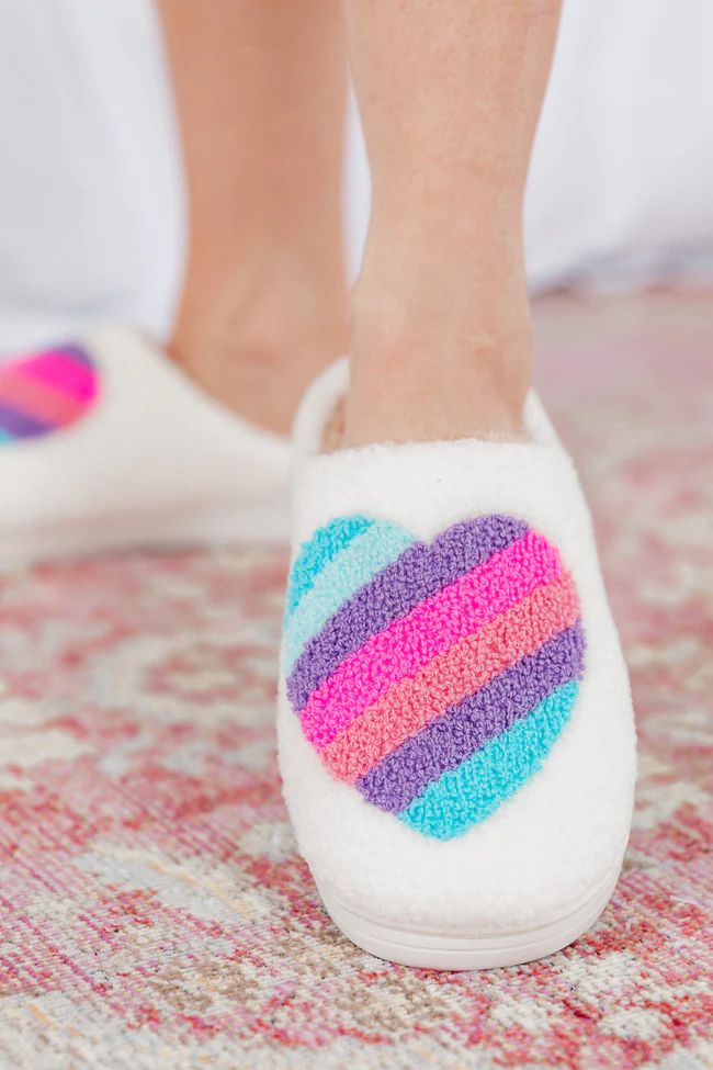 Striped Heart Slippers | Pink Lily