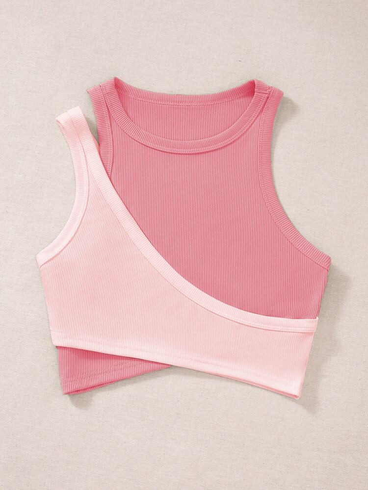 SHEIN EZwear Two Tone Cut Out Tank Top
       
              
              $6.49        
    (10... | SHEIN