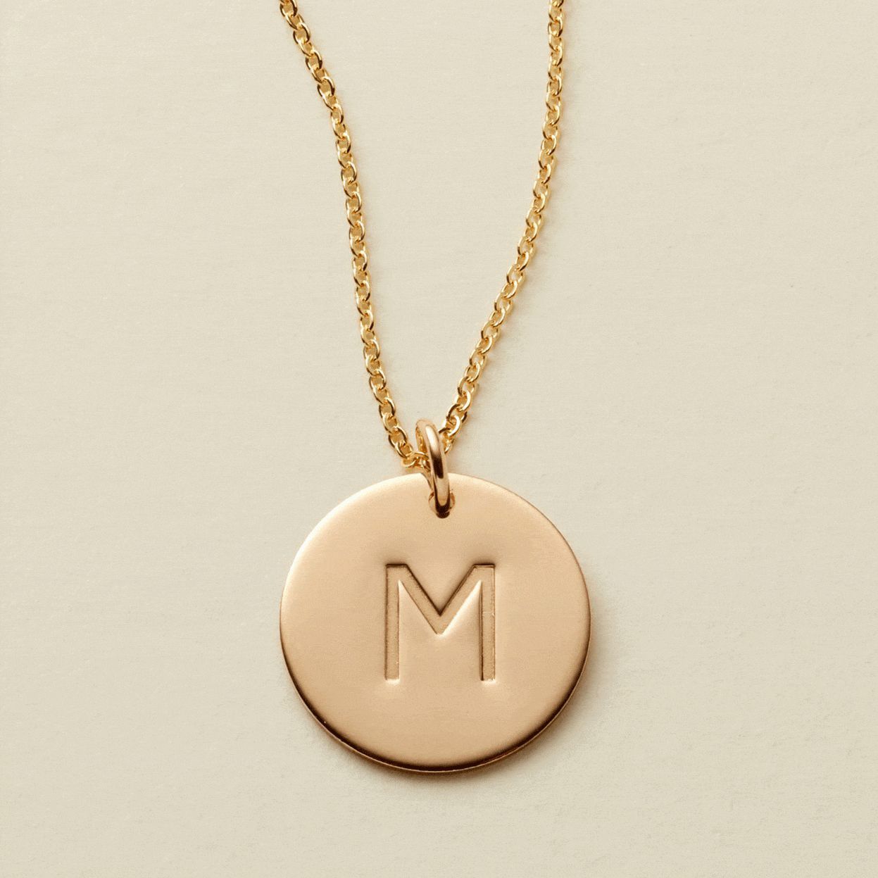 Made By Mary Initial Disc Necklace—5/8" | Hand Stamped, Handmade | Made by Mary (US)