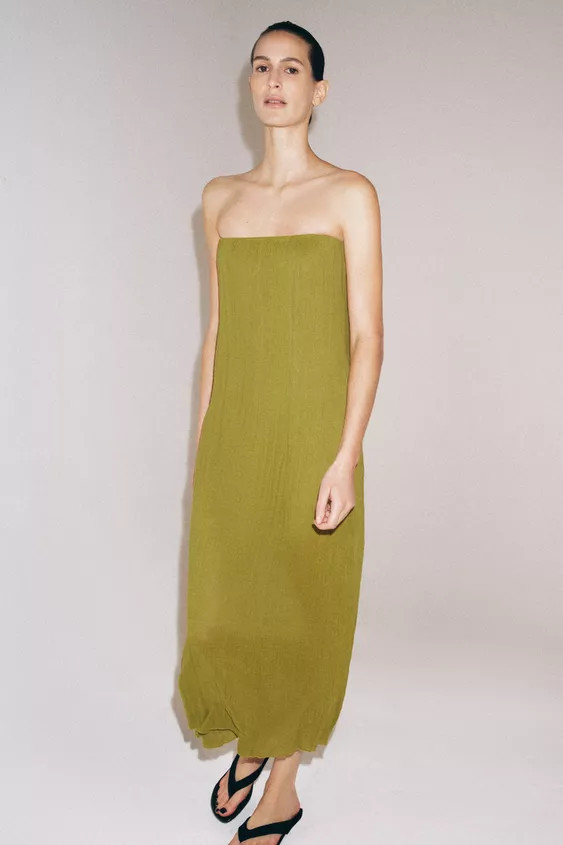 STRAPLESS TEXTURED DRESS | Zara US