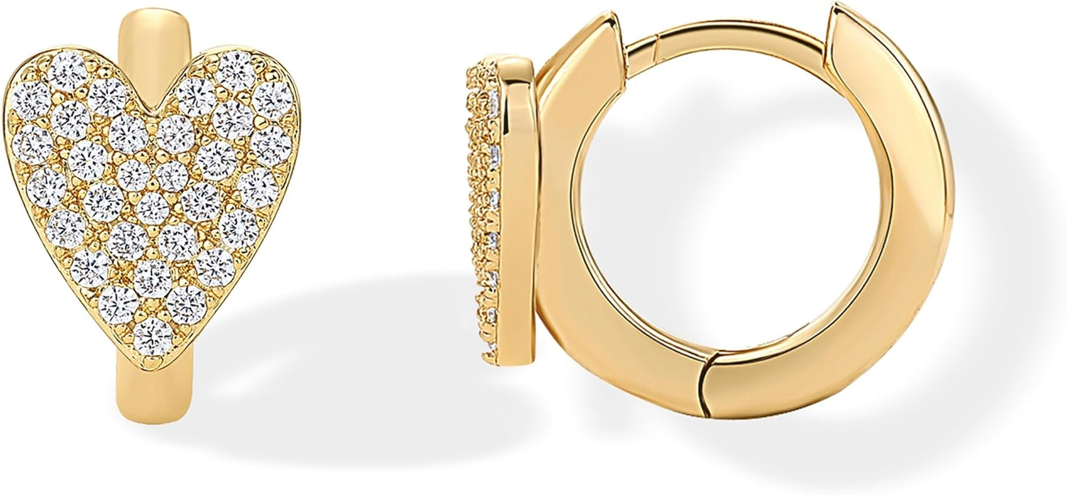 PAVOI 14K Gold Plated 925 Sterling Silver Posts Small Huggie Hoop Earrings for Women - Trendy Cel... | Amazon (US)