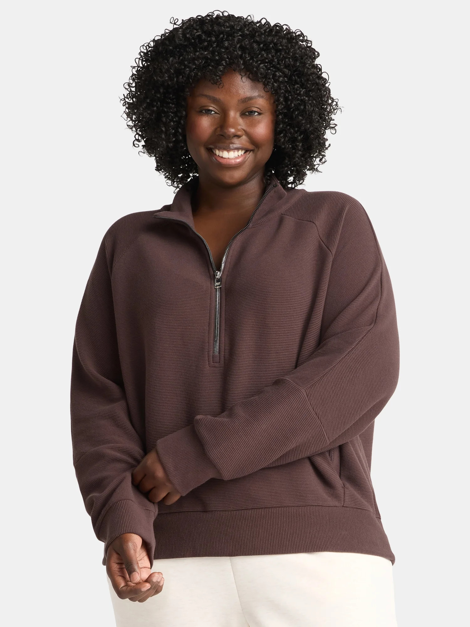 Avia Women's and Women's Ottoman 1/2 Zip Sweatshirt, Sizes XS-4X | Walmart (US)