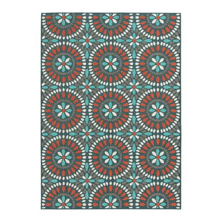 Mainstays 5' x 7' Multi Medallion Polypropylene Outdoor Area Rug | Walmart (US)