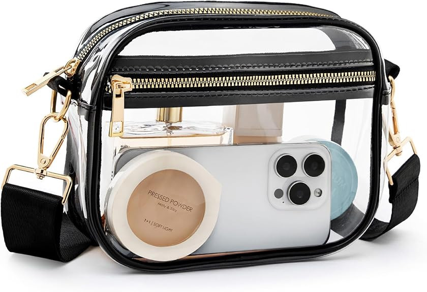 Fibrdoo Clear Bag Stadium Approved, Leather Clear Crossbody Purse Bag for Concerts Sports Events ... | Amazon (US)