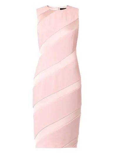 Crepe and satin diagonally-striped dress | Matches (US)