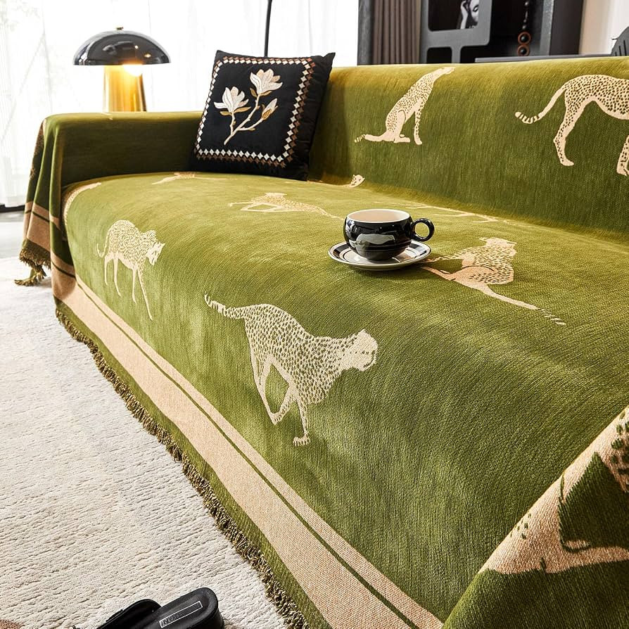 Chenille Sofa Cover with Tassels, Non-Slip Couch Cover for Seat Sofas, Washable Furniture Protect... | Amazon (US)