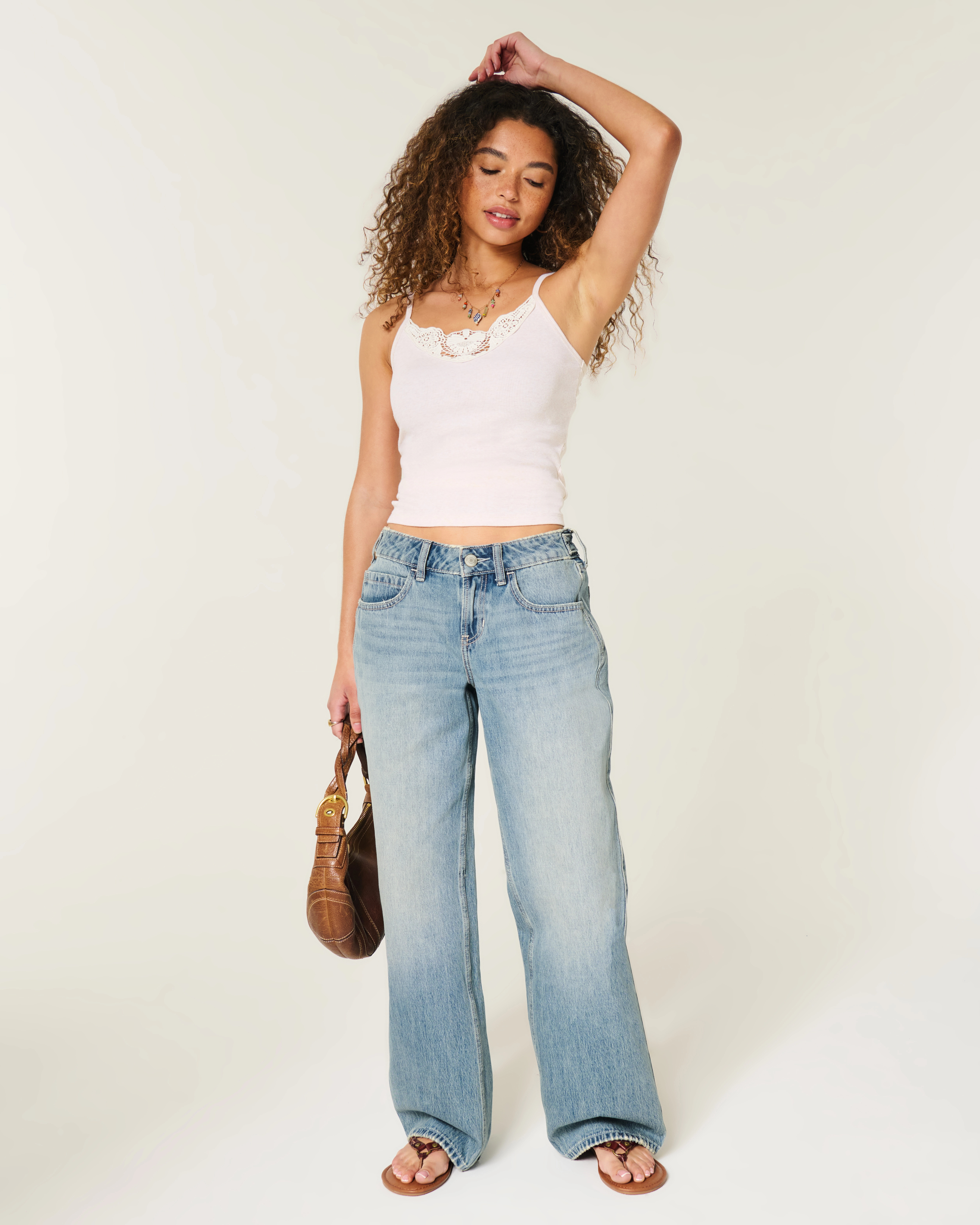 Hollister Andi Adjustable Waist Low-Rise Medium Wash Baggy Jeans | Hollister (US)