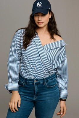 Good American Off-Shoulder Tailored Wrap Top | Anthropologie (US)