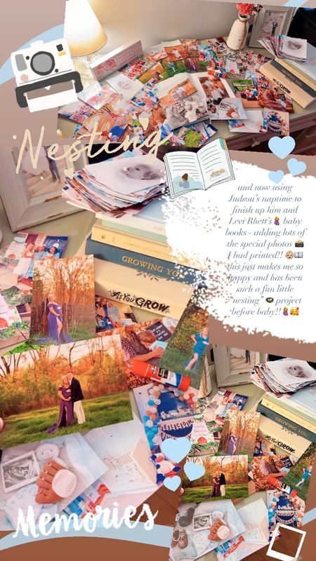 and now using Judson’s naptime to finish up him and Levi Rhett’s🤰 baby books - adding lots of the special photos 📸  I had printed!! 👶🏼📖 this just makes me so happy and has been such a fun little “nesting” 🪺 project before baby!!🤰🥰 

#LTKBump #LTKBaby #LTKFamily