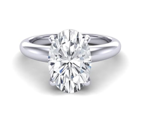Central Diamond Center VOGUE 4 Prong Oval Cut 925 Silver Solitaire Engagement Ring - 3.00ct Platinum Plated - Size 6 | Amazon (US)