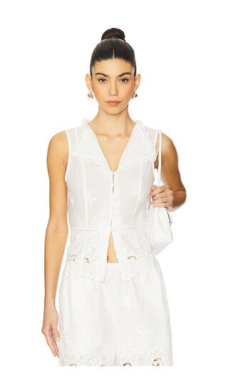 WeWoreWhat Lace Button Up Top in Ivory. - size 0 | Revolve Clothing (Global)