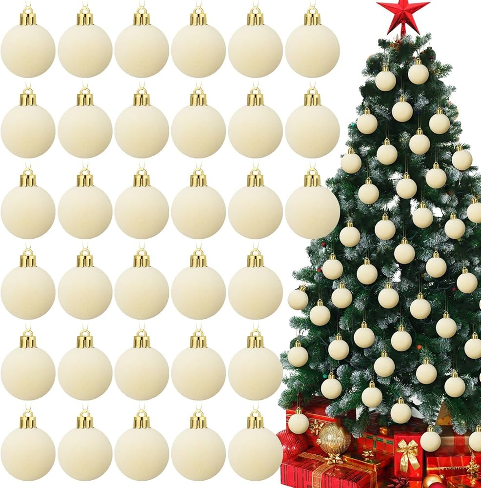 30 Pcs Christmas Velvet Balls 1.97 Flocked Christmas Hanging Ornaments Handmade Velvet Balls Chri... | Amazon (US)