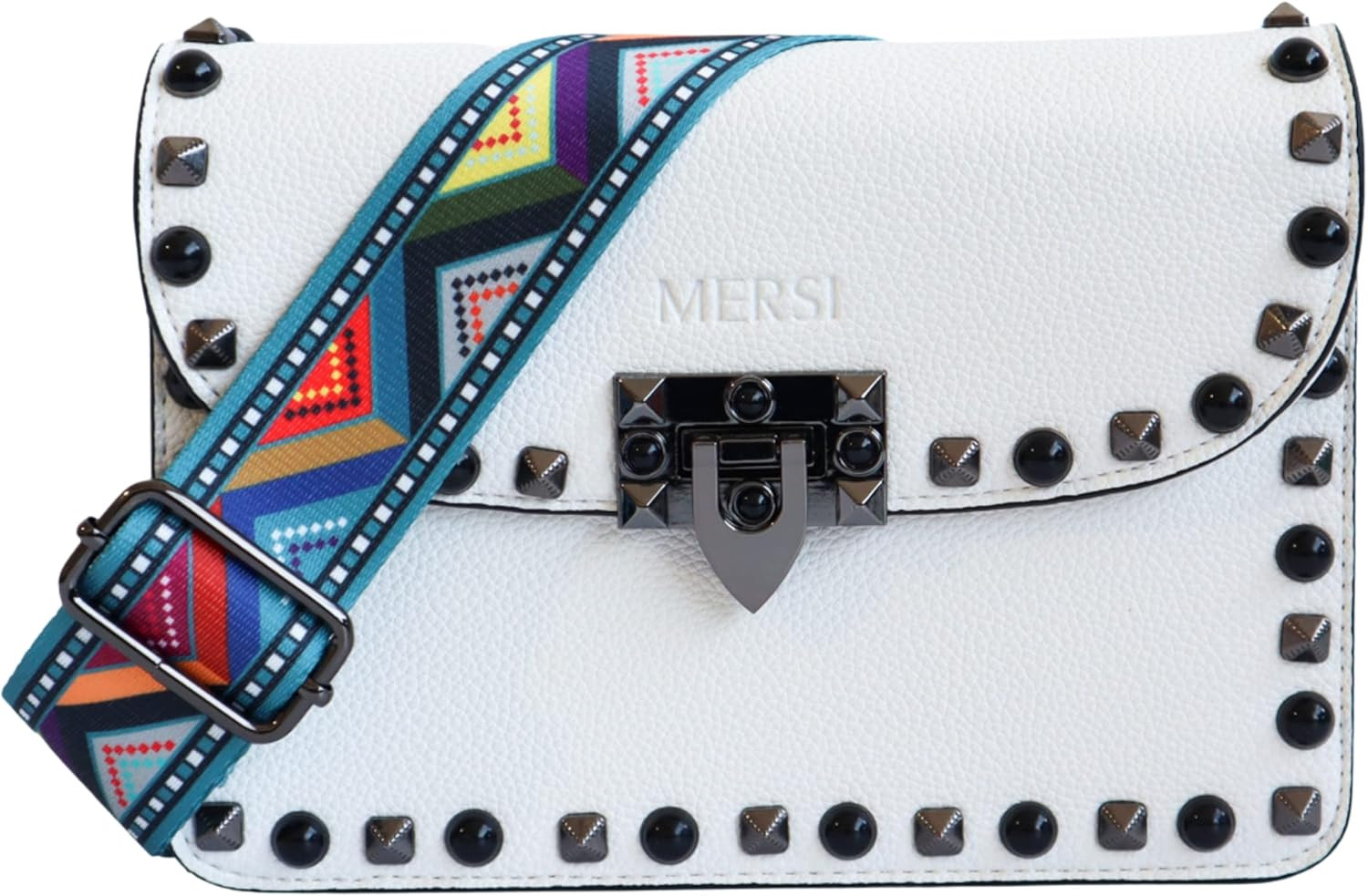 MERSI Ruby Crossbody Purse - Faux Leather Purse With Studded Detail & 2 Adjustable Shoulder Strap... | Amazon (US)