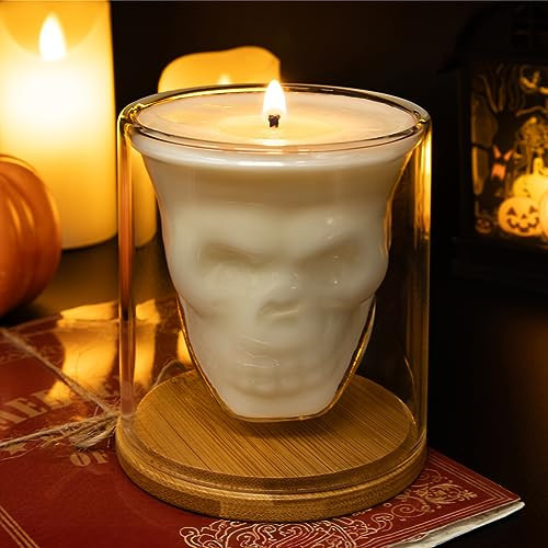 Halloween Decorations Skull Glass Candle Scented Candles Glowing Skull Design Indoor Holiday Decoration Gifts for Adults Women | Amazon (US)