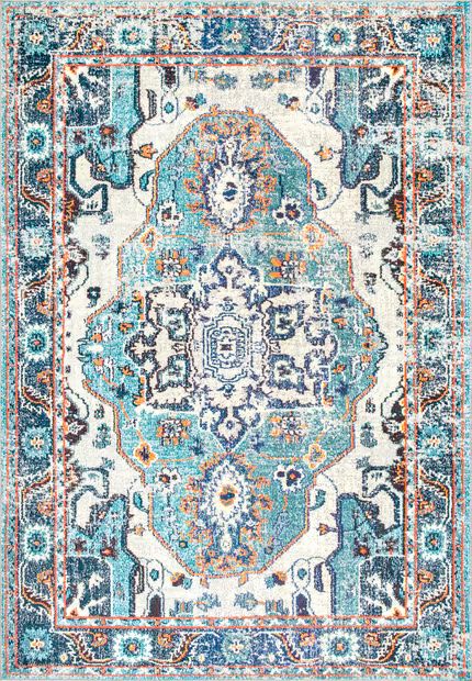 Blue Mosaic Medallion Area Rug | Rugs USA