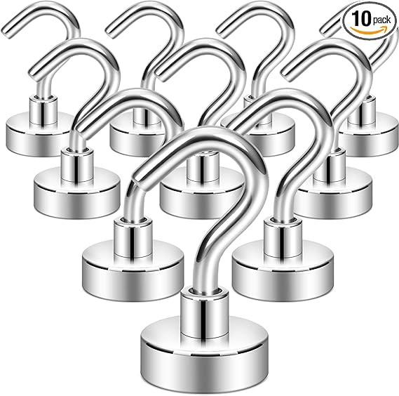 Neosmuk Magnetic Hooks, 27 lb+ Heavy Duty Earth Magnets with Hook for Refrigerator, Extra Strong ... | Amazon (US)