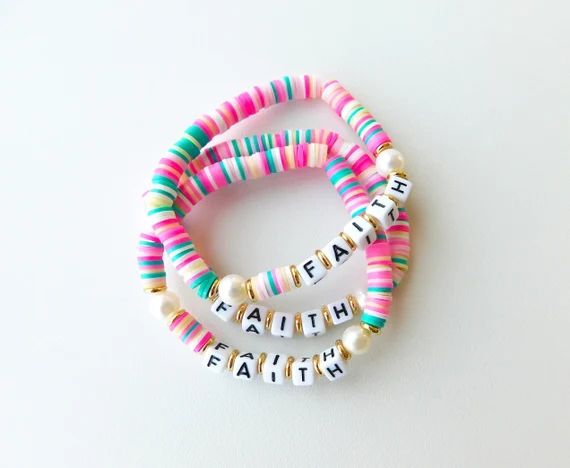 Beaded Bracelet With Words Heishi Beaded Bracelet Stretch | Etsy | Etsy (US)