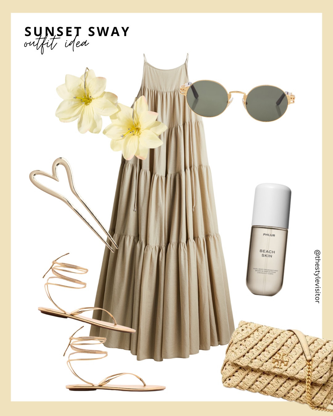 ✨Sunset Sway✨

A soft, tiered maxi dress that moves with the breeze 🌬️ paired with barely-there wrap sandals, golden accents, and a straw clutch 🌾 for a dreamy beachside look 🌅 This is what summer simplicity feels like — elegant, effortless, and glowing.

Like this post to save it to your favourite folder and come back later to shop.

Keywords: maxi dress, summer outfit, beach look, boho chic, sunset style, neutral tones, golden accessories, coastal outfit, Phlur Beach Skin, beach scent, wrap sandals, sunglasses, floral earrings, natural makeup, tanned glow, vacation style, soft glam, sundress, minimal chic, barefoot luxury

#LTKSeasonal #LTKStyleTip #LTKSummerEdit