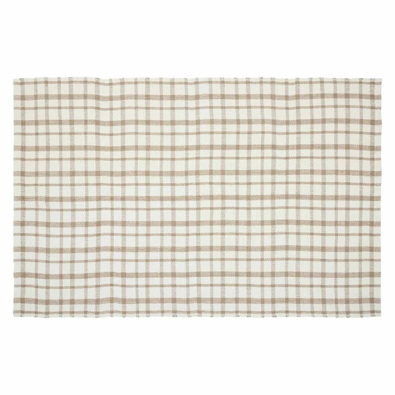 My Texas House Beige Plaid Indoor/Outdoor Layering Rug, 38" x 58" | Walmart (US)