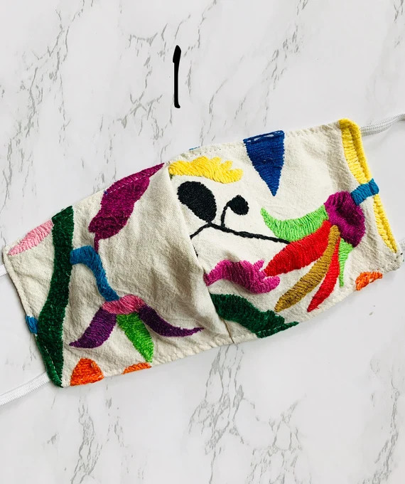 Face mask - Mexican Otomi - Hand Wash - reusable-  fit women and men - Hand Embroidered - Multi C... | Etsy (US)