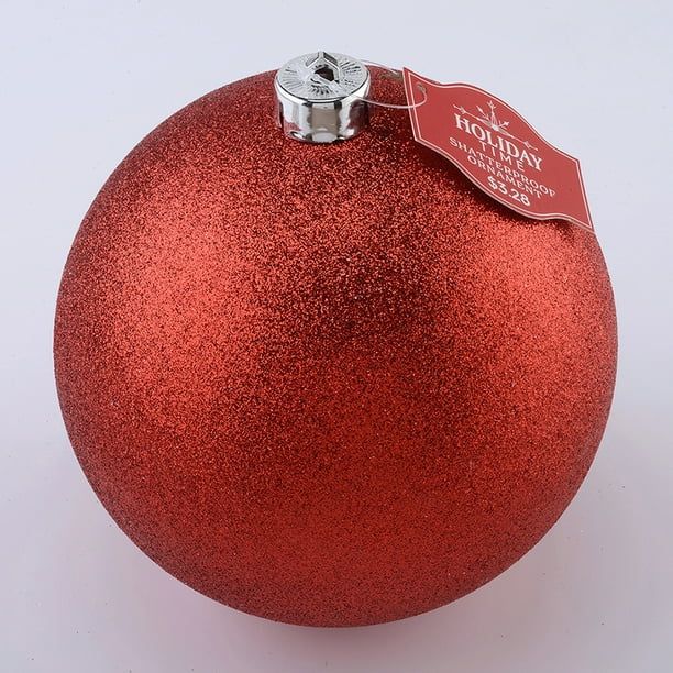 Holiday Time Red Glitter Shatterproof Round Christmas Ornament - Walmart.com | Walmart (US)