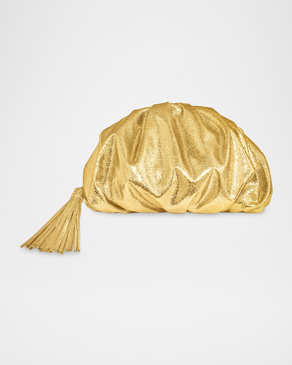 Ruched Metallic Zip Clutch Bag | Neiman Marcus