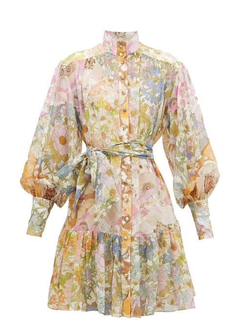 Zimmermann - Super Eight Floral-print Chiffon Dress - Womens - Pink Print | Matches (US)