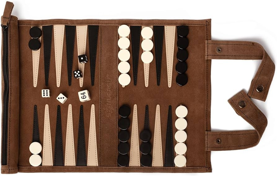 Sondergut Travel-Size Backgammon Set- Genuine Suede, Portable, Roll-up Lightweight Backgammon Tra... | Amazon (US)