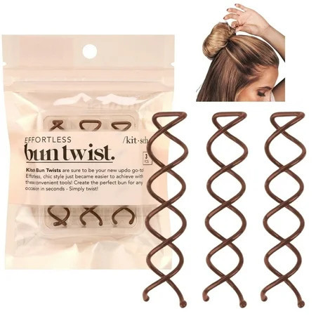 Kitsch Pro Bun Twist - Spin Type Pins - Ponytail Holder - 3 Count (Brown) | Walmart (US)