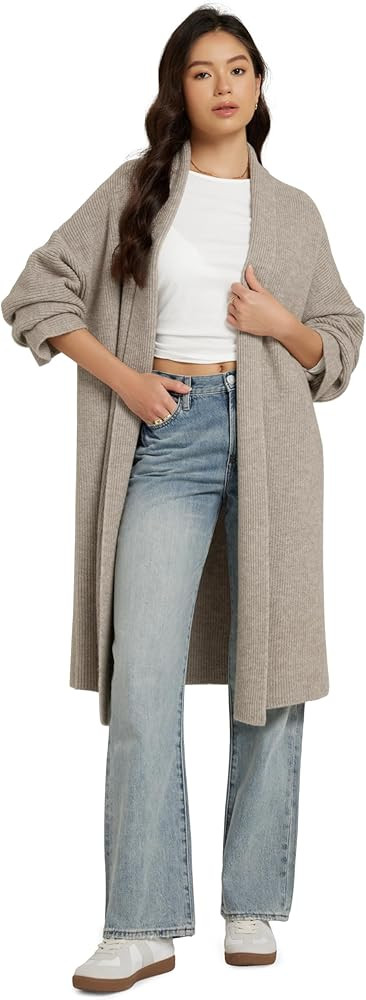ODODOS Women's Cardigan Sweater Longer Length Open Front Drape Coatigan Warm Soft Knit Long Sleev... | Amazon (US)